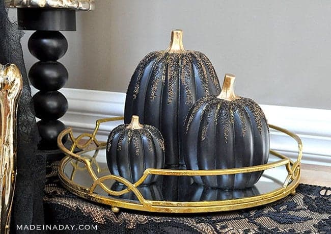 black glitter pumpkins sequins