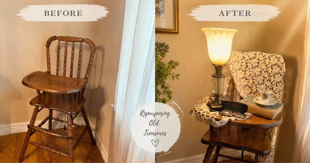 blog-post-pics-4-1024x538-4 Vintage Jenny Lind high chair repurposed into decorative home decor as part of secondhand homemaking.