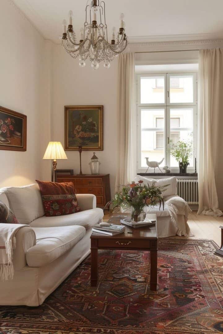 neutral living room with warm color accents and art - how to keep neutral home decor from looking boring