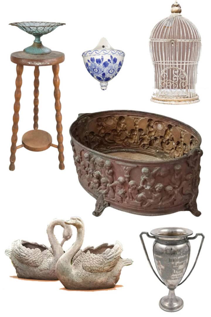 vintage and antique planters, pots and plant stands from Etsy