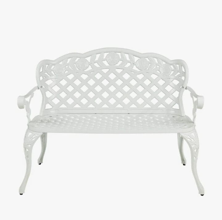 white-garden-benches