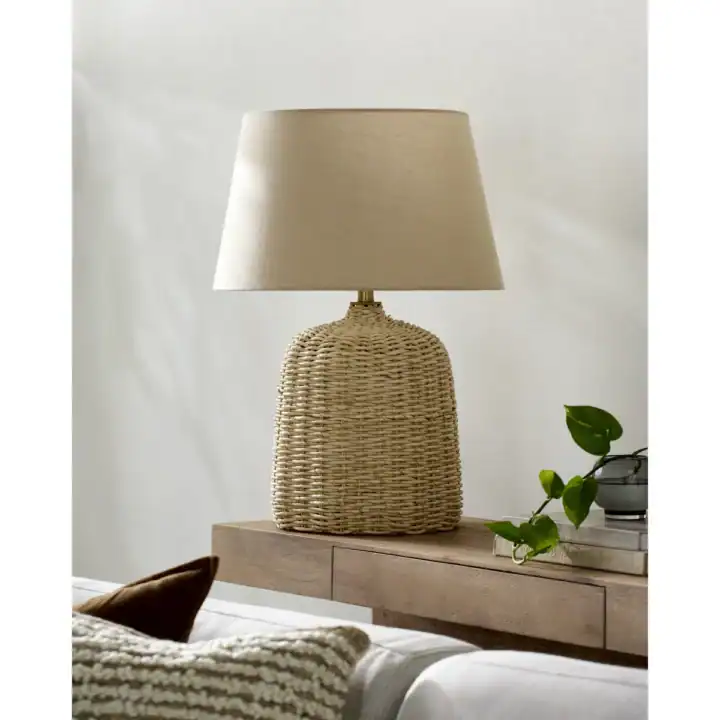 wicker lamp neutral home decor with texture