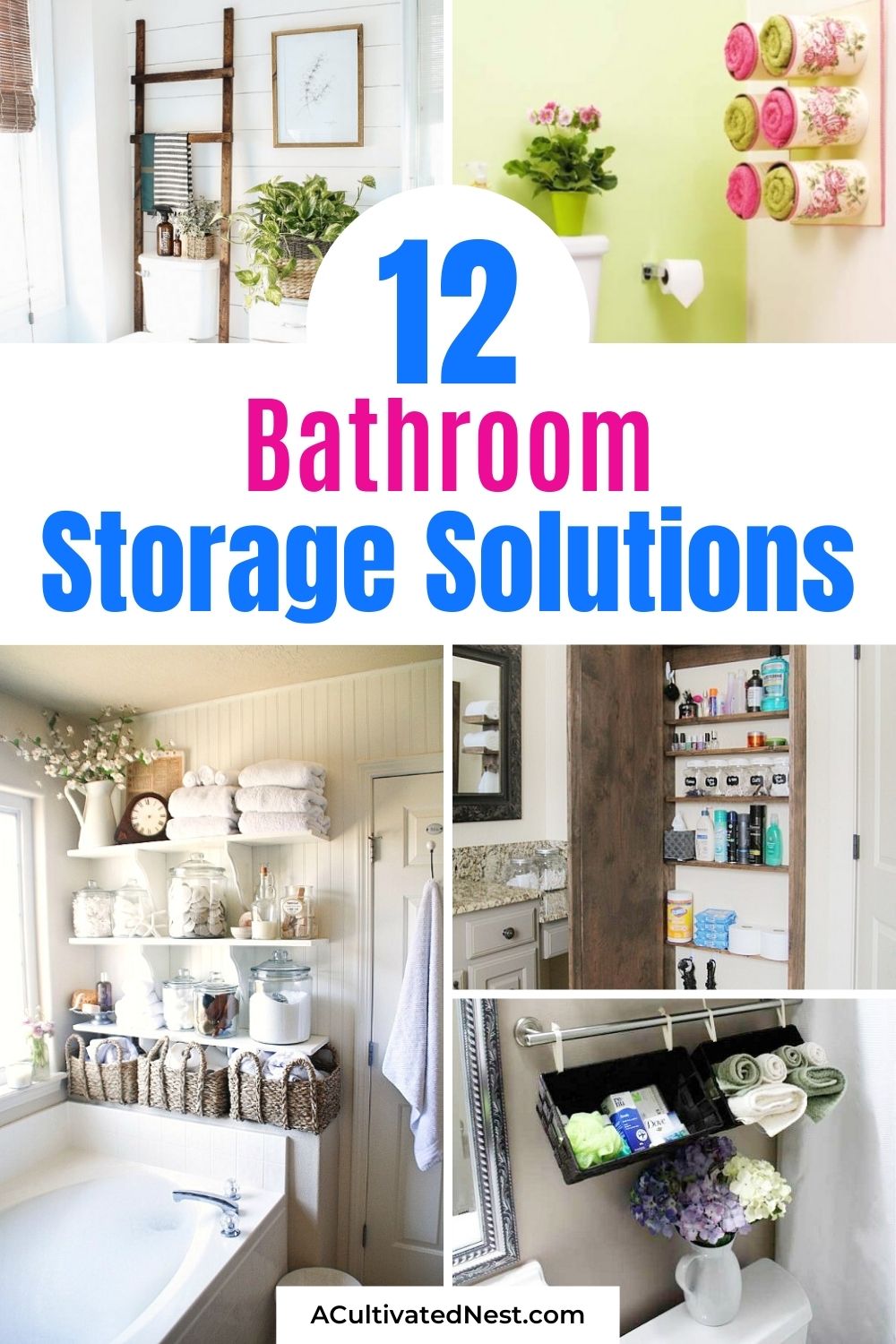 12 Bathroom Storage Solutions- If your home could use more storage in the bathroom, then you'll love these 12 creative bathroom storage solutions! They include many great DIY organizing ideas! | #organizing #homeOrganization #bathroomOrganizing #bathroomStorage #ACultivatedNest 12 Bathroom Storage Solutions- If your home could use more storage in the bathroom, then you'll love these 12 creative bathroom storage solutions! They include many great DIY organizing ideas! | #organizing #homeOrganization #bathroomOrganizing #bathroomStorage #ACultivatedNest