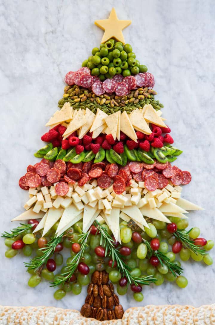 Christmas tree made with food