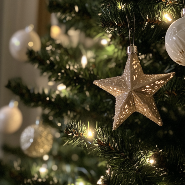 Christmas tree with minimal ornaments