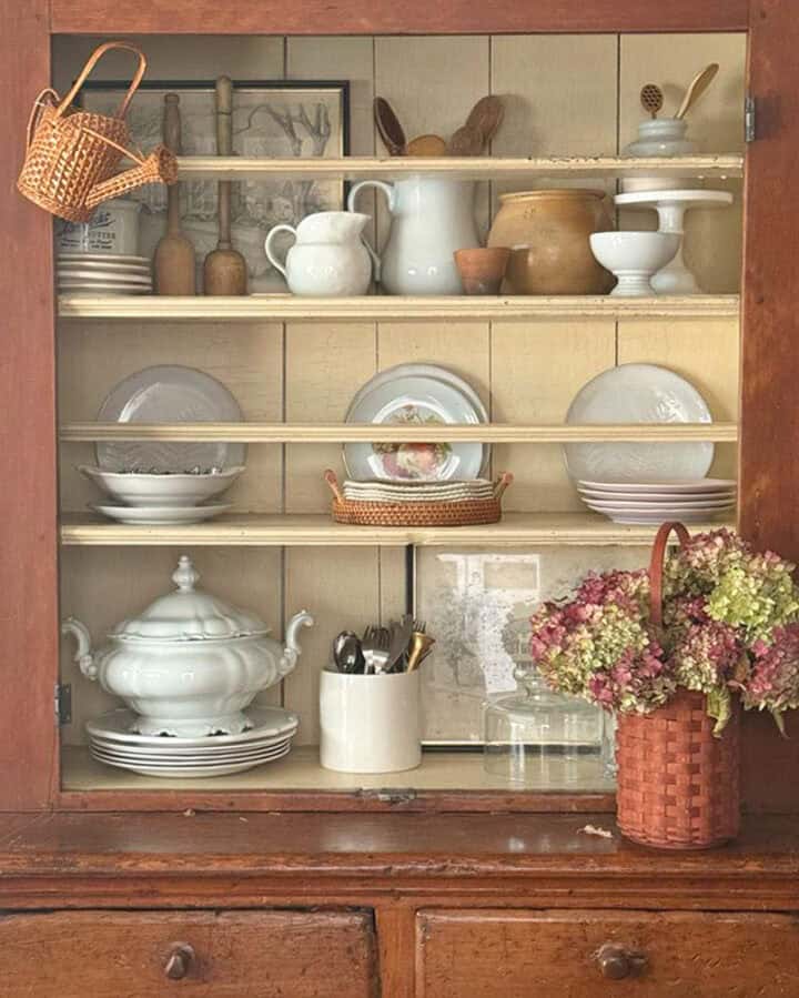 dried hydrangeas in basket fall decorating
